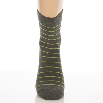 Klasszik zokni- Sötét melír lime csíkos mintás