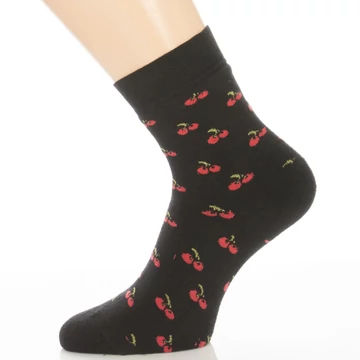 Frottír bokazokni - Cseresznye mintás