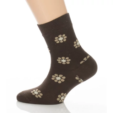 Gyerek zokni - barna virágos mintás