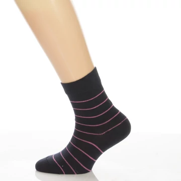 Gyerek zokni - Sötétkék rózsaszín csíkos mintás