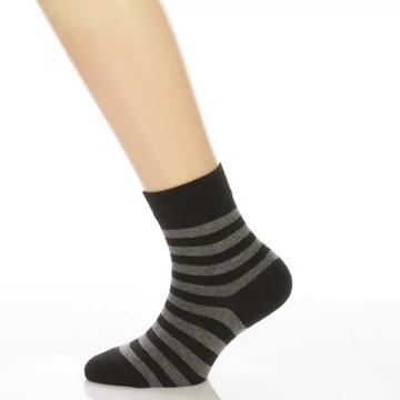 Gyerek zokni - Fekete szürke csíkos mintás