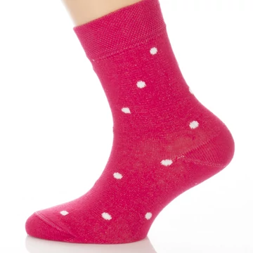 Gyerek zokni - fuxia fehér pöttyös mintás