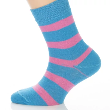 Gyerek zokni - kék, rózsaszín csíkos mintás
