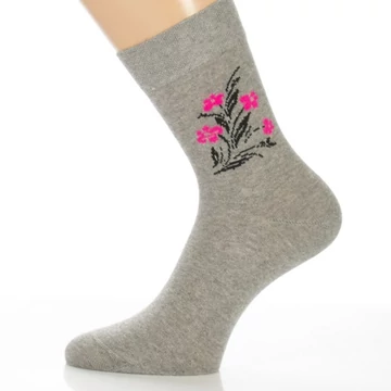 Klasszik zokni - Neon pink virágos mintás