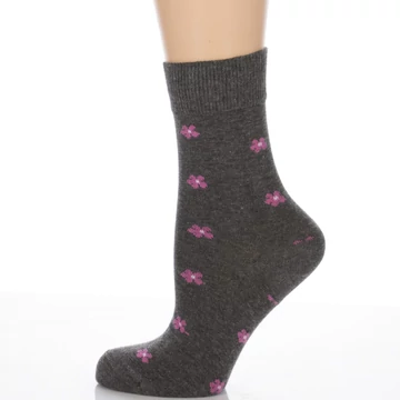 Klasszik zokni- Sötét melír Pink virág mintás