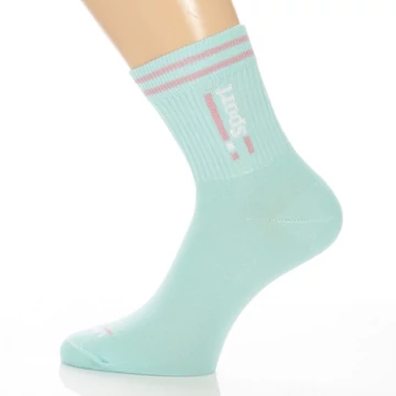 Vékony sportzokni - Türkiz feliratos