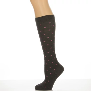 Vékony térdzokni - Melírszürke Rózsaszín pötty mintás