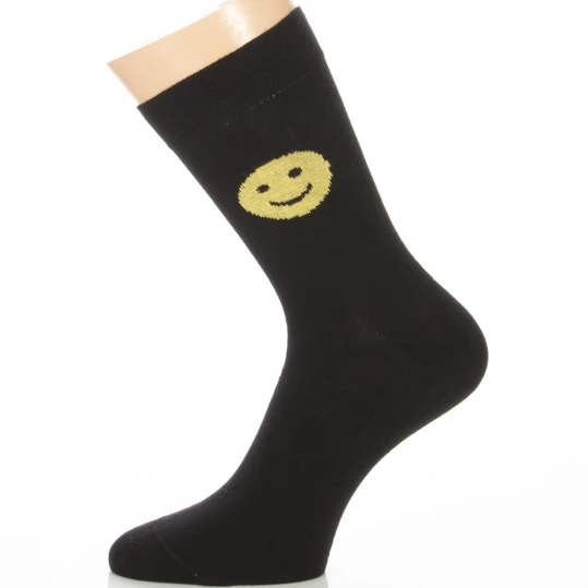 Klasszik zokni-Fekete smiley mintás
