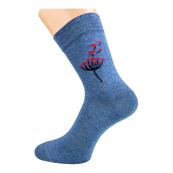 Klasszik zokni- Melír kék szálló szíves mintás