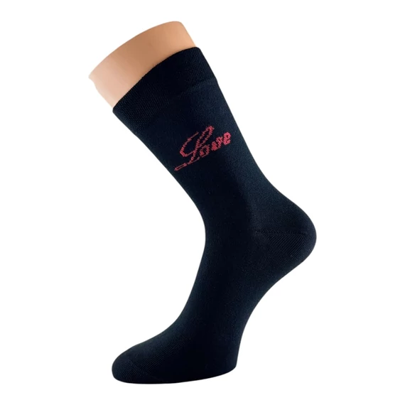 Klasszik zokni- Fekete Love mintás