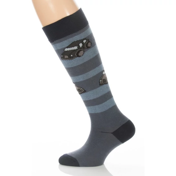 Gyerek térdzokni - acélkék kocsis mintás