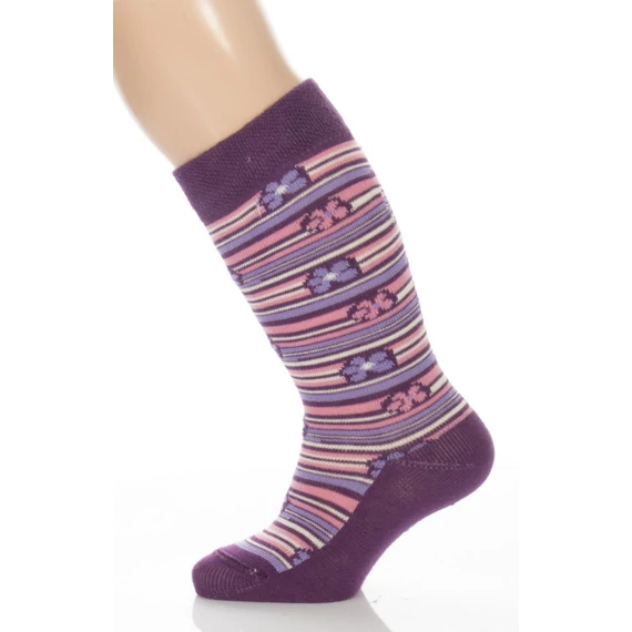 Bébi térdzokni - csíkos virágos mintás