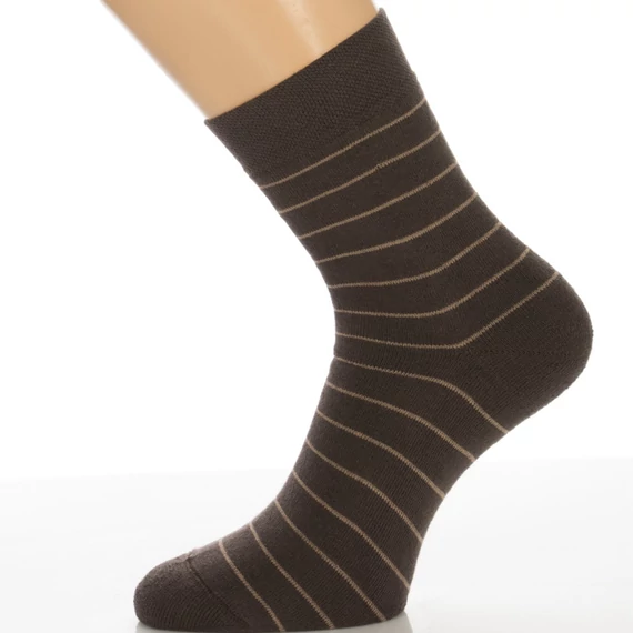 Frottír bokazokni - Melírbarna vékonycsík mintás