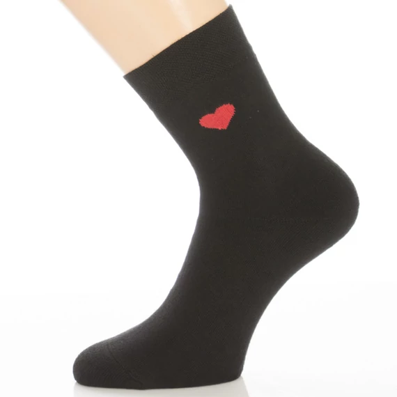 Frottír bokazokni - Piros szív mintás