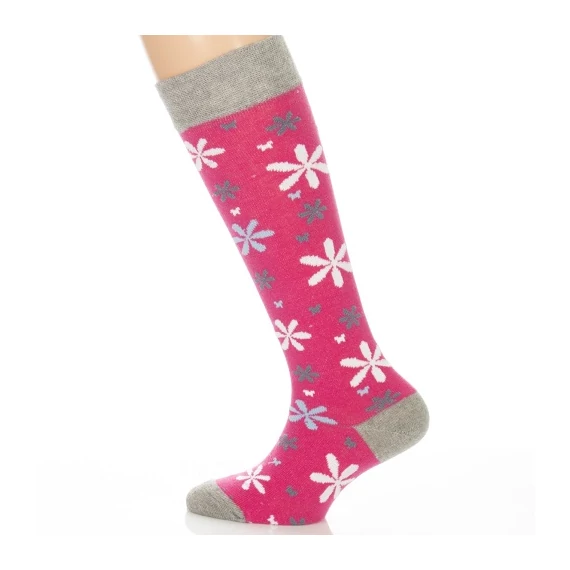 Gyerek térdzokni - Fuxia virágos mintás