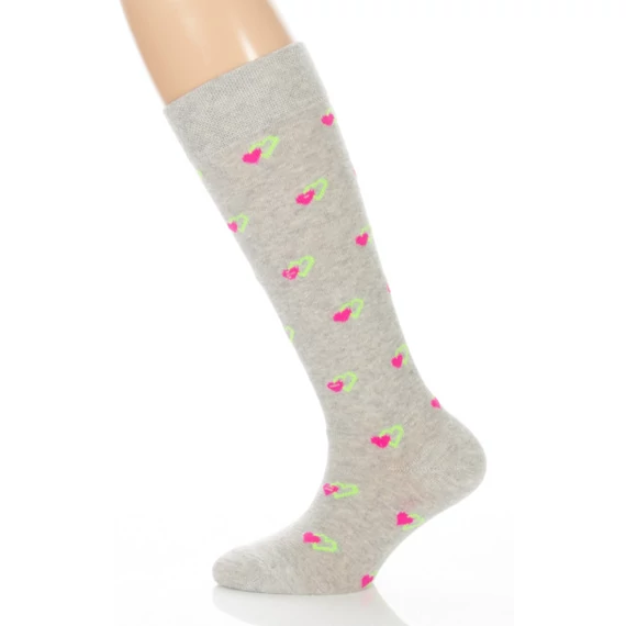 Gyerek térdzokni - szürke szívecskés mintás