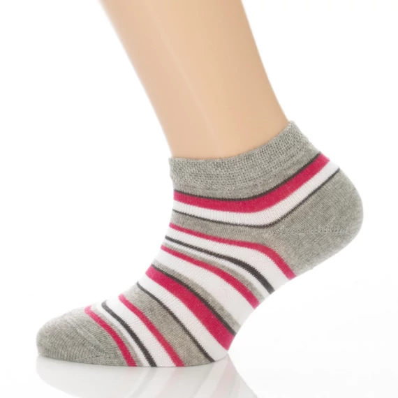 Gyerek titokzokni - szürke, piros, fehér, fekete, csíkos mintás