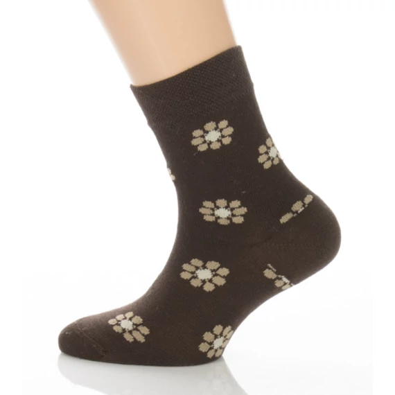 Gyerek zokni - barna virágos mintás