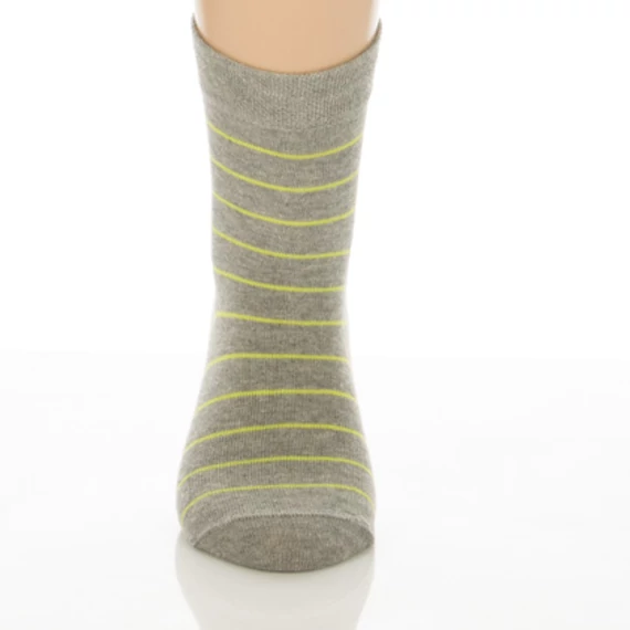 Gyerek zokni - Melír szürke zöld csíkos mintás