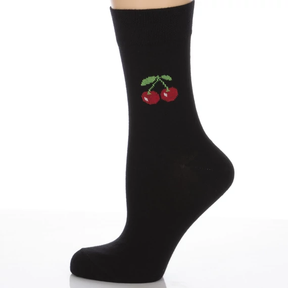 Klasszik zokni- Fekete cseresznyés mintás