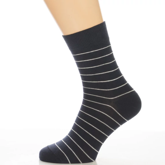 Klasszik zokni-Sötétkék fehér csíkos mintás
