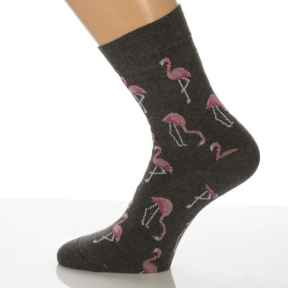Klasszik zokni- Melír szürke flamingó