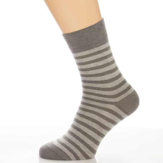 Klasszik zokni-Szürke világosszürke csíkos mintás