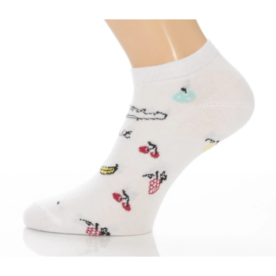 Titokzokni - fehér vegyes gyümölcsös mintás