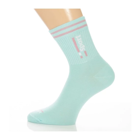 Vékony sportzokni - Türkiz feliratos