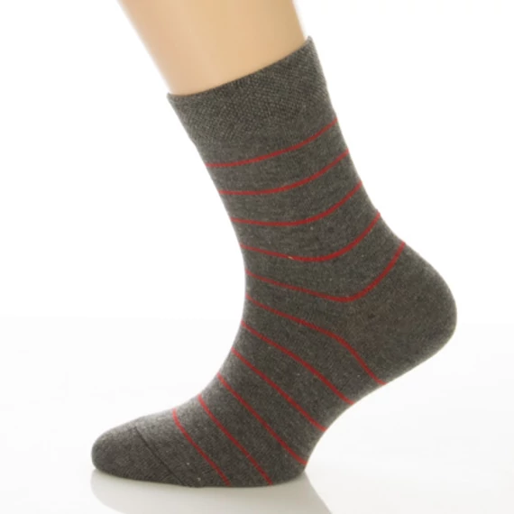 Gyerek zokni - Sötét melír szürke csíkos mintás