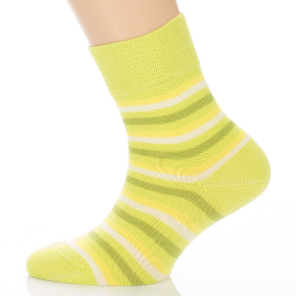 Gyerek zokni - zöld, sárga, fehér csíkos