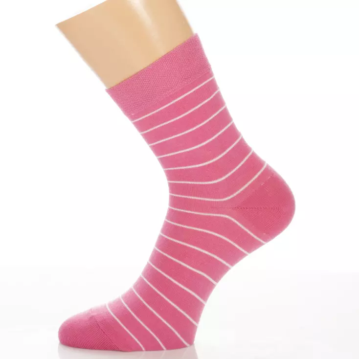 Klasszik zokni-Rózsaszín fehér csíkos
